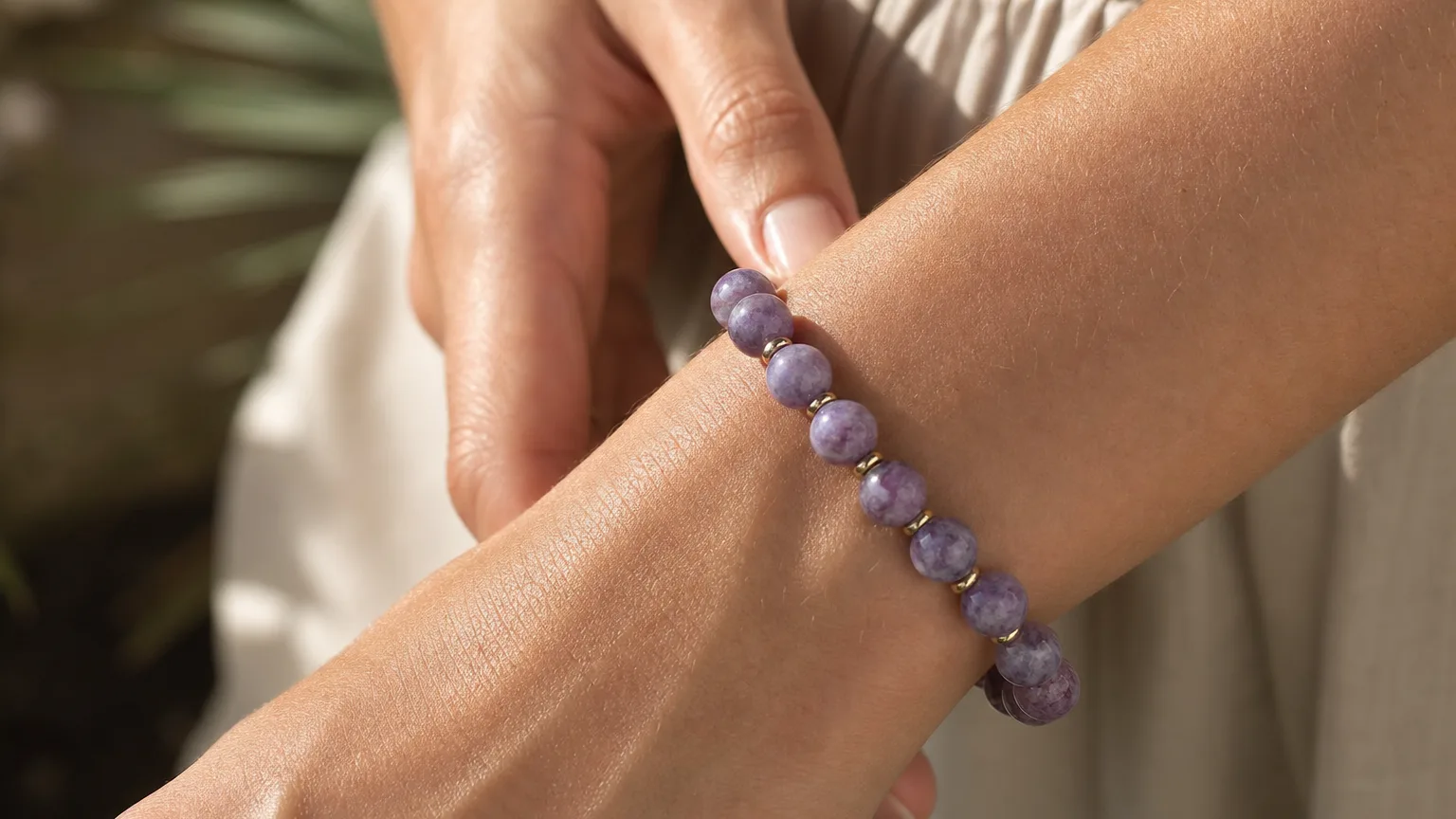 Lepidolite jewelry benefits for calm and emotional balance