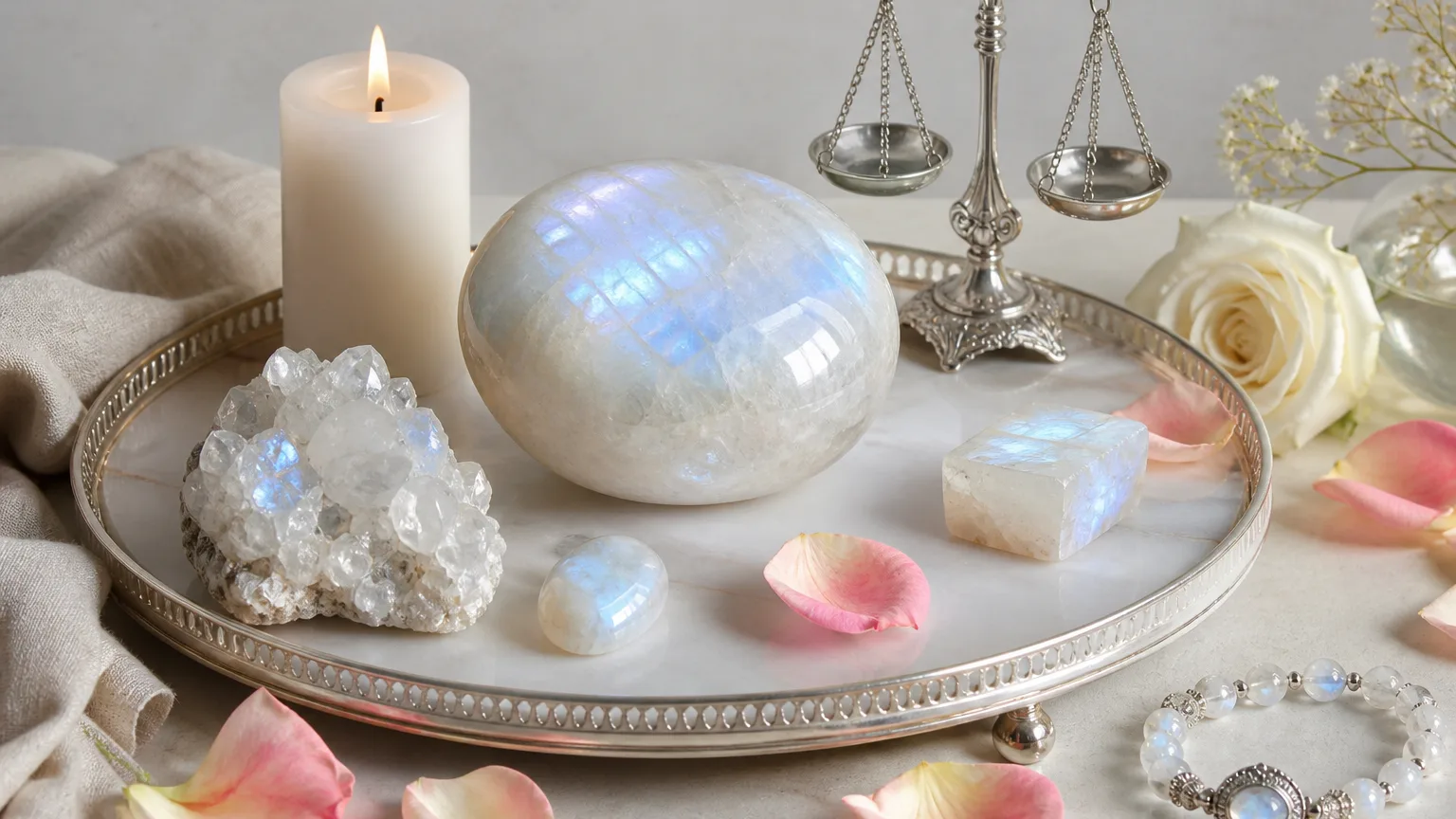 Monthly crystal ritual for Libra July 2026 using Moonstone
