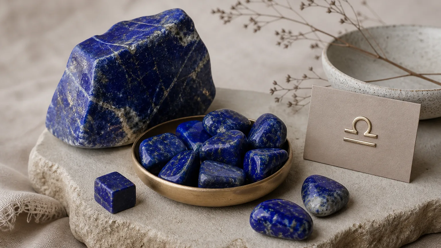 Libra November 2026 monthly horoscope with Lapis Lazuli as crystal of the month, zodiac symbol ♎