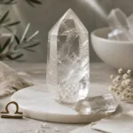 Libra September 2026 monthly horoscope with Clear Quartz as crystal of the month, zodiac symbol ♎