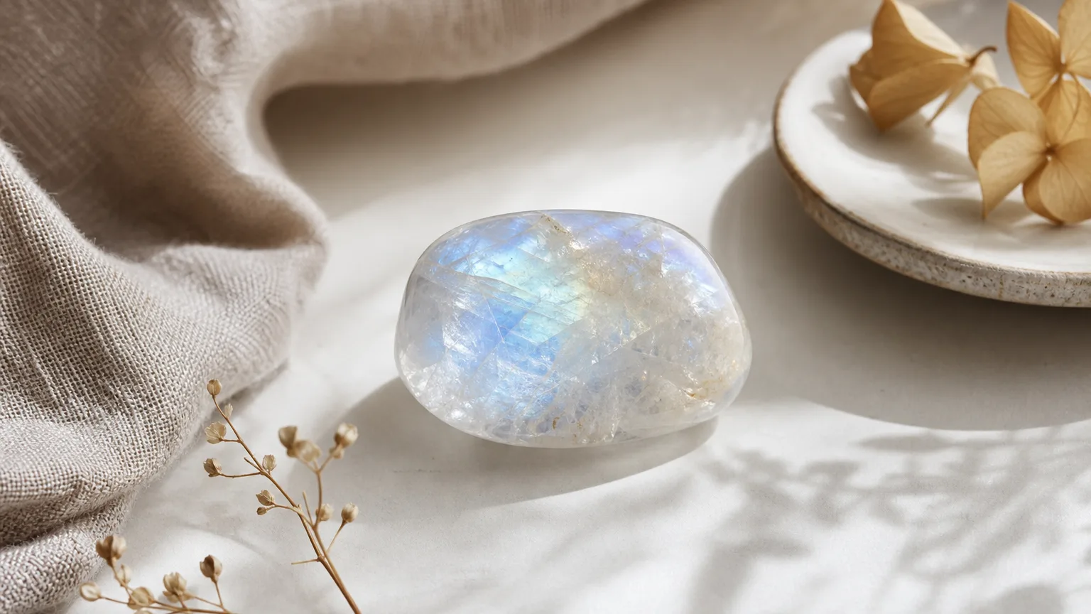 rainbow moonstone crystal for new beginnings and fresh starts