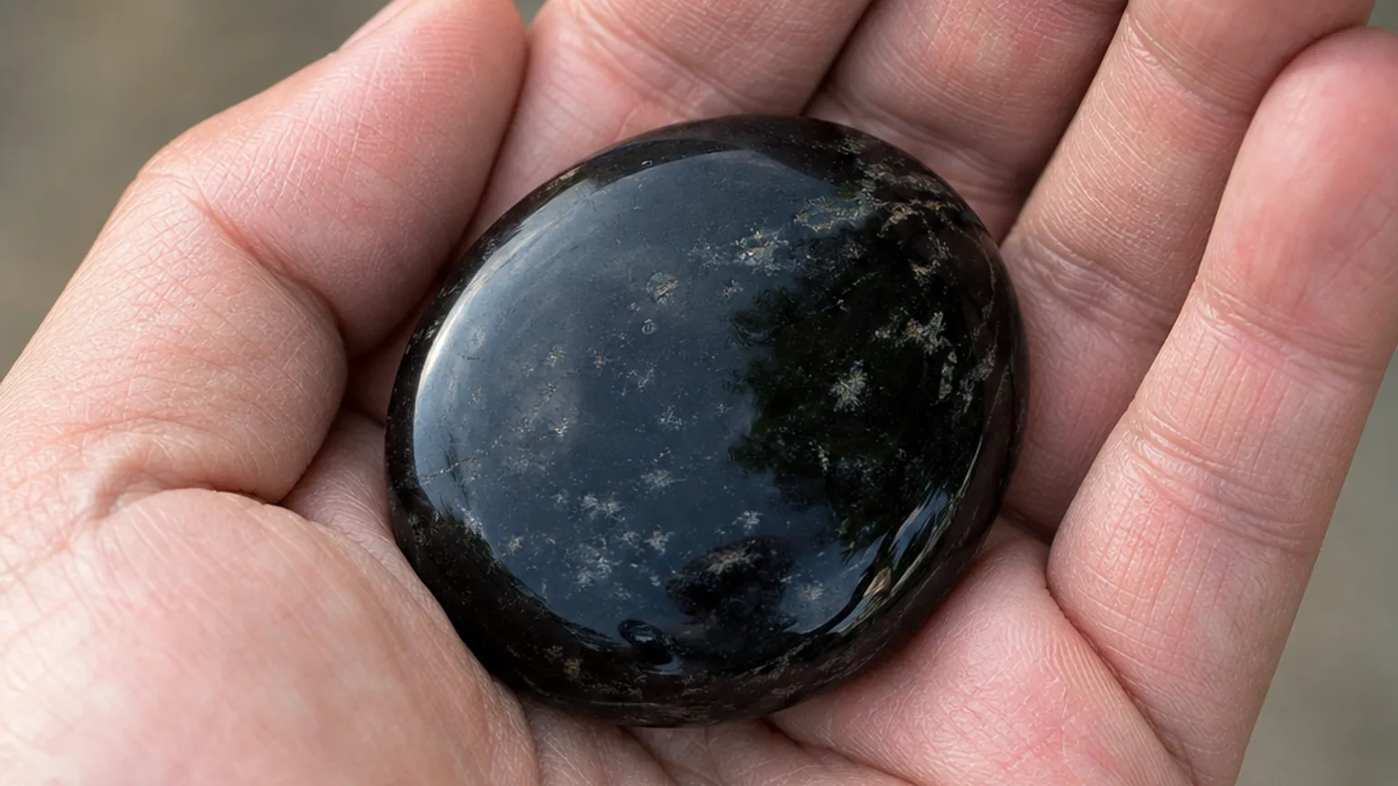 Obsidian Meaning: Healing Properties & Uses 5 Obsidian tumbled palm stone for protection and grounding