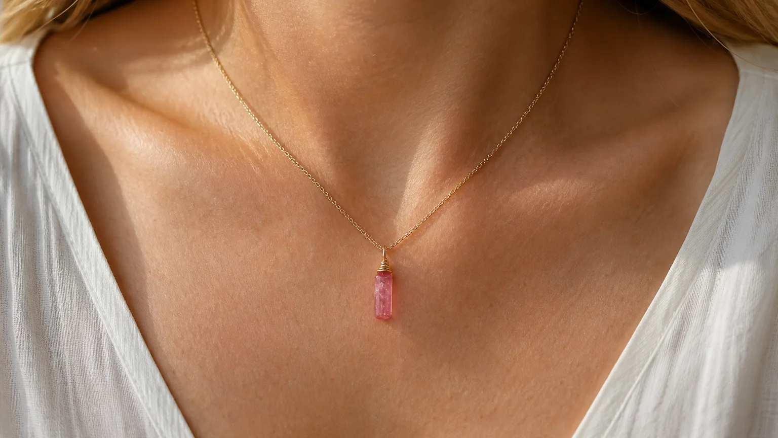 Pink tourmaline pendant benefits for love and compassion