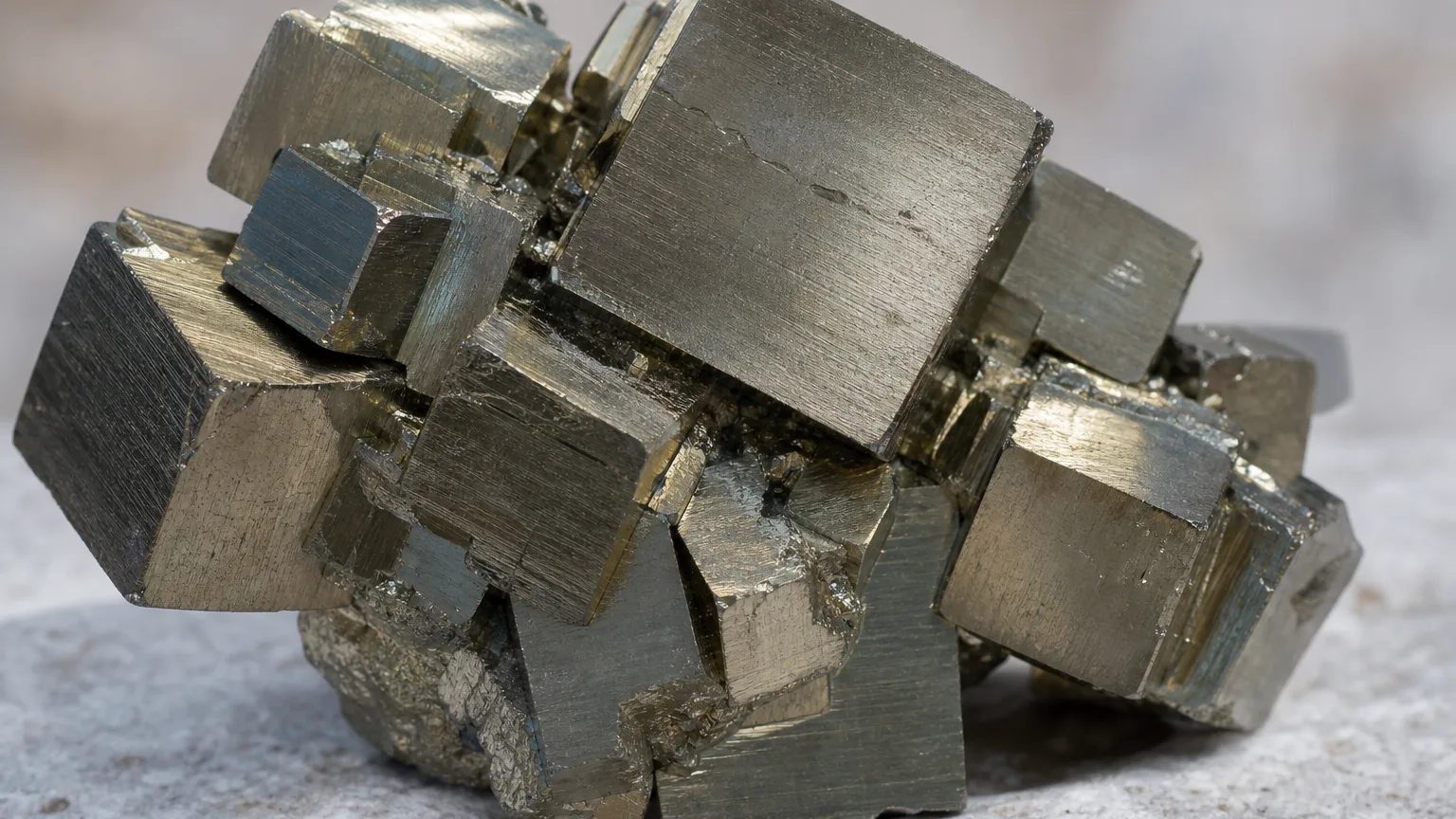 Pyrite natural cubic crystal cluster for display