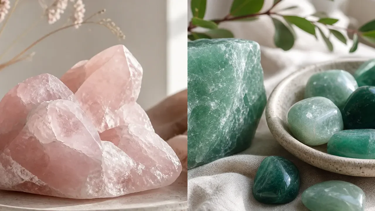 Rose Quartz and Aventurine combination for crystal pairing