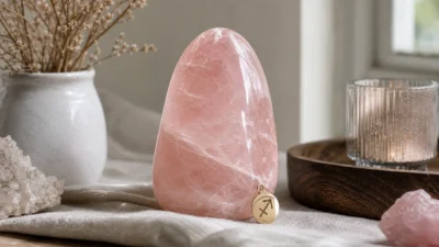 Sagittarius July 2026 monthly horoscope with Rose Quartz as crystal of the month, zodiac symbol ♐
