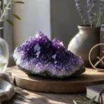 Sagittarius March 2026 monthly horoscope with Amethyst as crystal of the month, zodiac symbol ♐