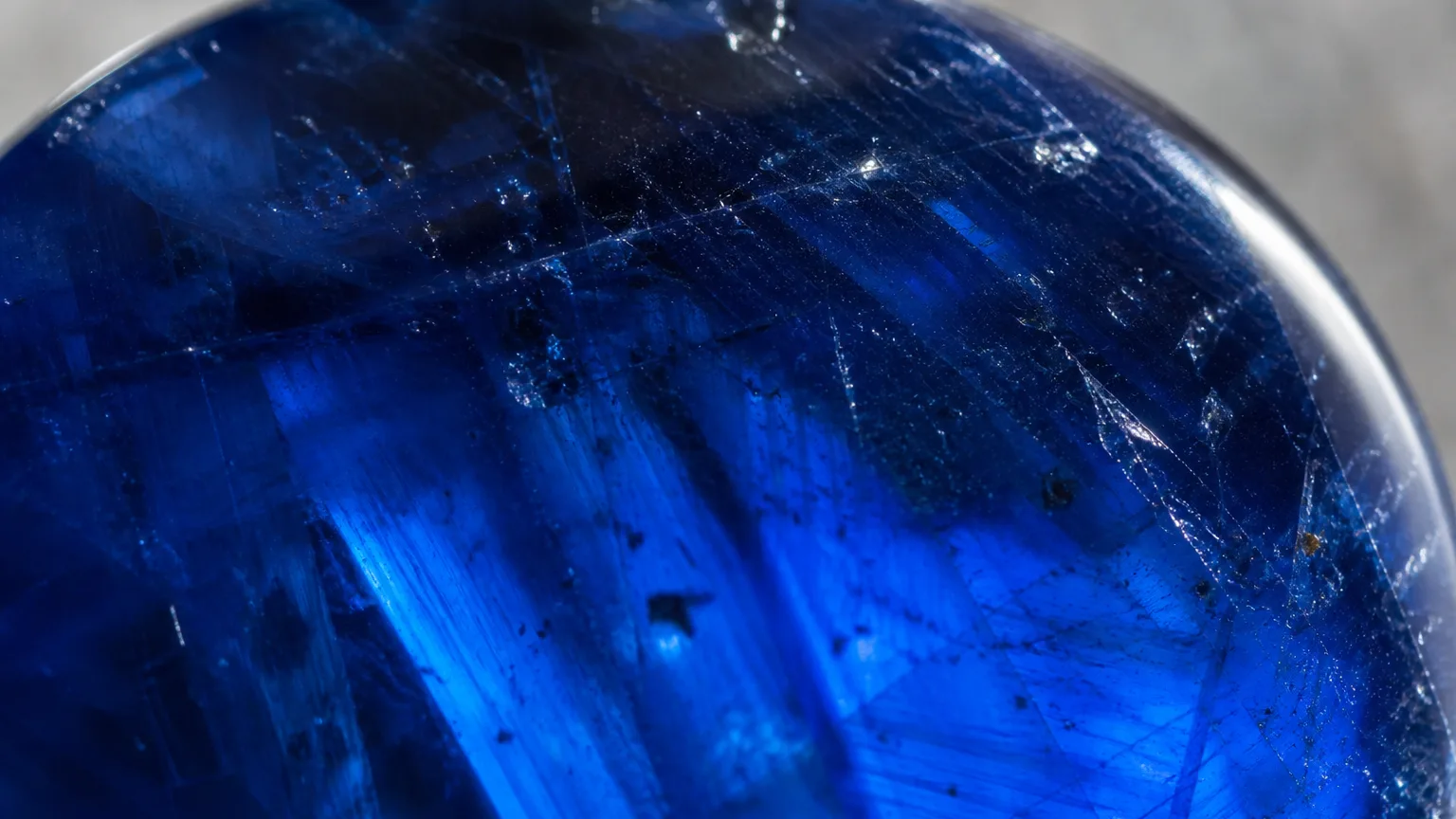 Sapphire blue corundum iron-titanium color close-up
