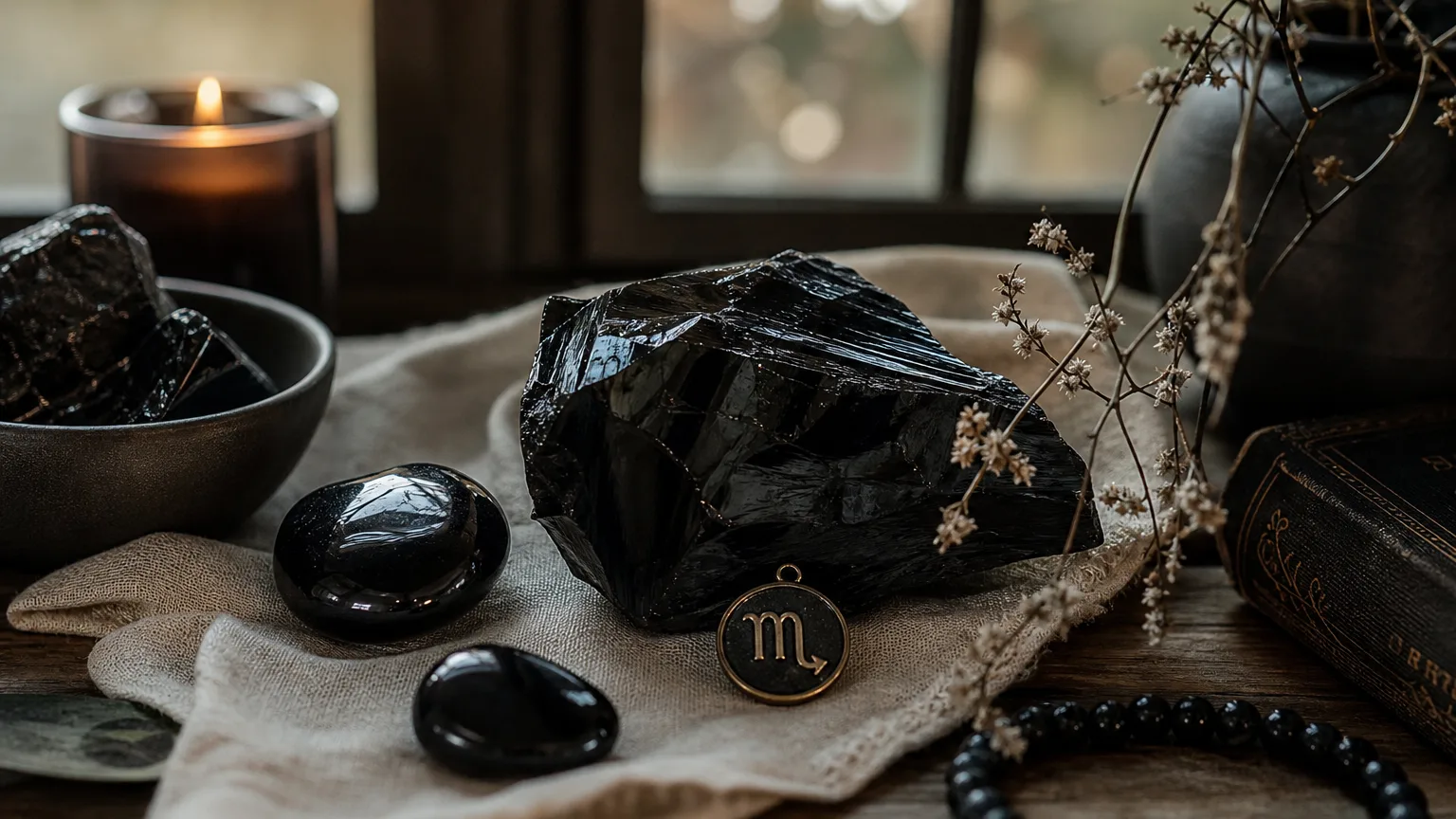 Scorpio November 2026 monthly horoscope with Obsidian as crystal of the month, zodiac symbol ♏