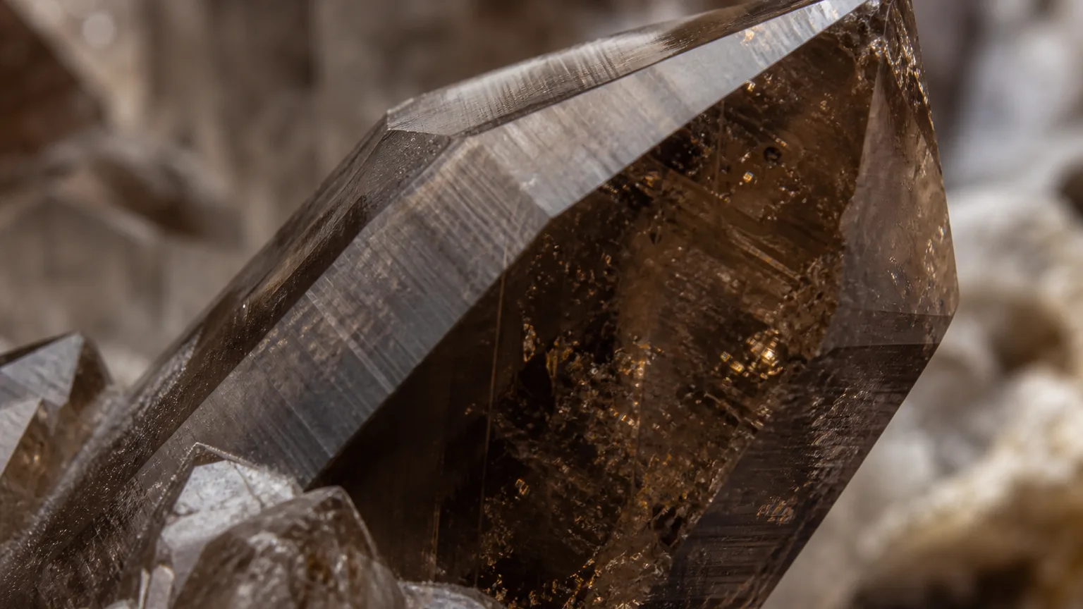 Smoky brown smoky quartz color and texture close-up