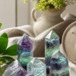 Taurus April 2026 monthly horoscope with Fluorite as crystal of the month, zodiac symbol ♉