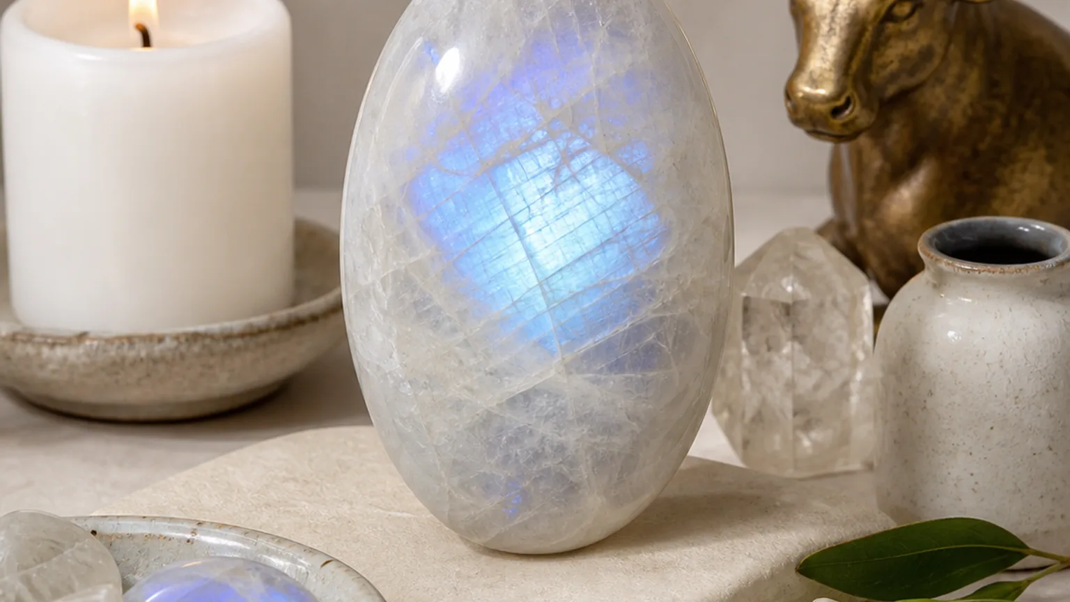 Monthly crystal ritual for Taurus March 2026 using Moonstone