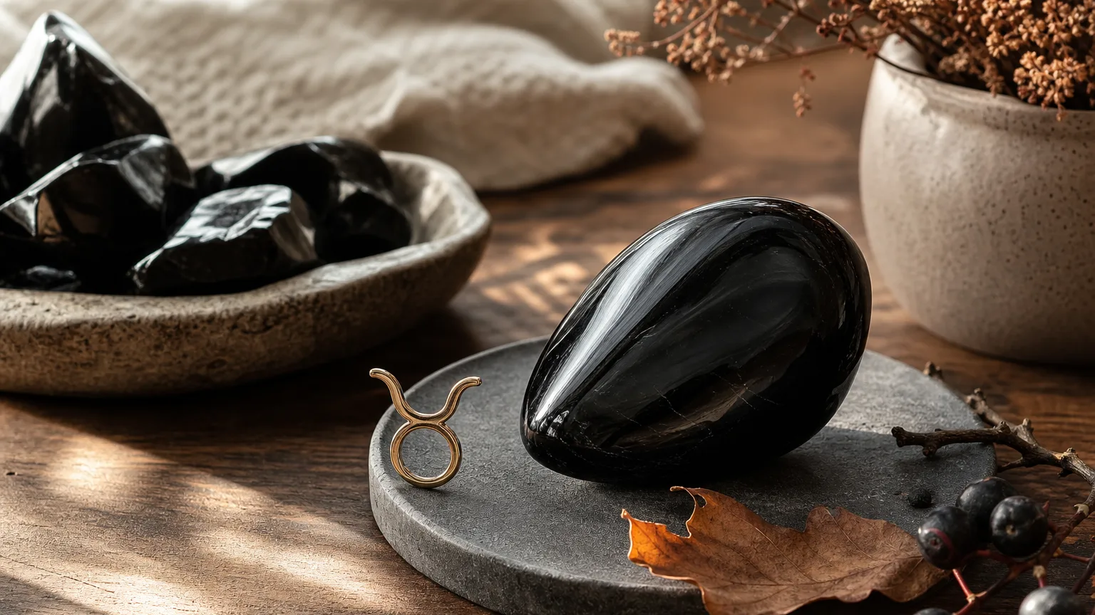 Taurus November 2026 monthly horoscope with Obsidian as crystal of the month, zodiac symbol ♉