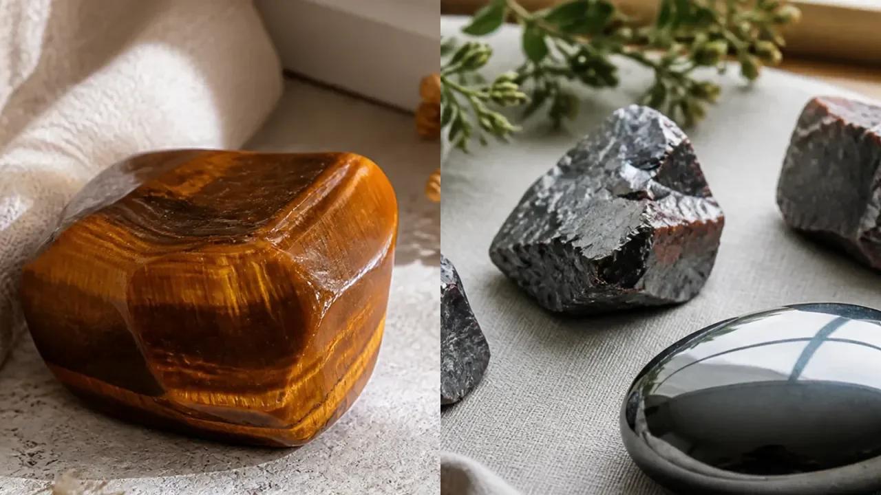 Tiger Eye and Hematite combination for crystal pairing