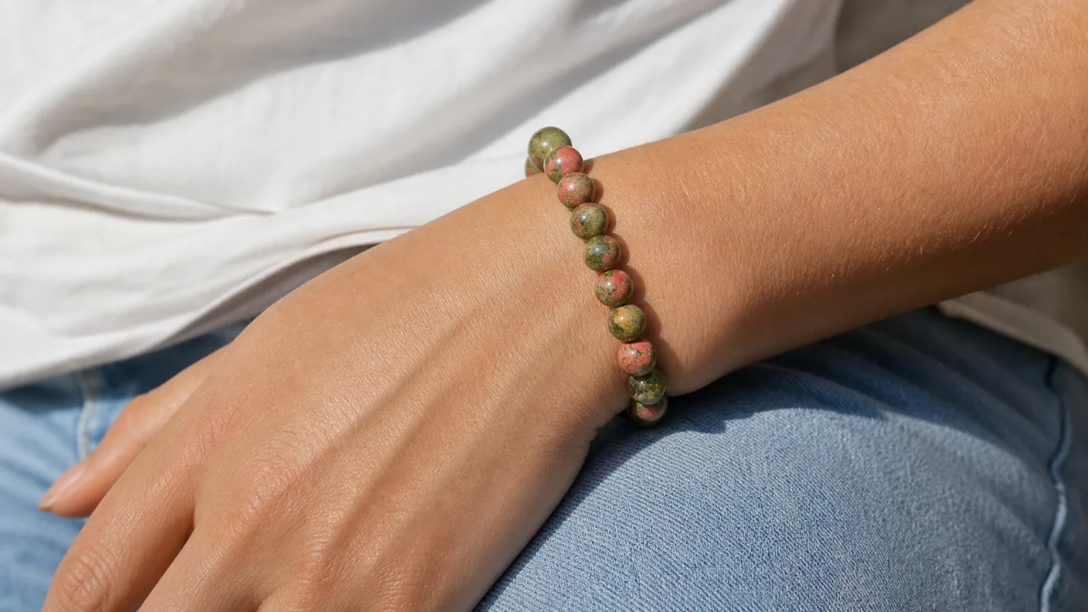 Unakite used for grounding and balance practice