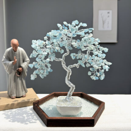 Aquamarine Crystal wire tree of Life.