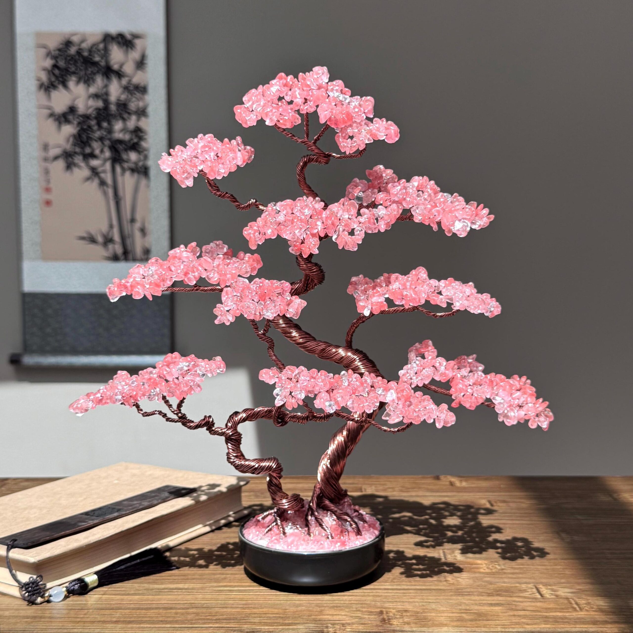 Large Handmade Cherry Quartz Feng Shui Tree - Image 1 Large Handmade Cherry Quartz Feng Shui Tree - Gambar 1