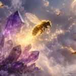 Dream journal scene for spiritual dreams about bees with calming crystals