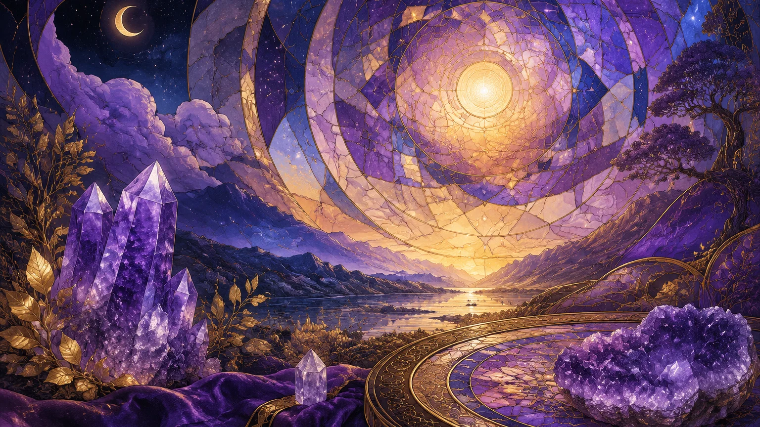 Dream journal scene for biblical dreams with calming crystals