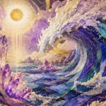 Dream journal scene for biblical meaning of big waves in dreams with calming crystals