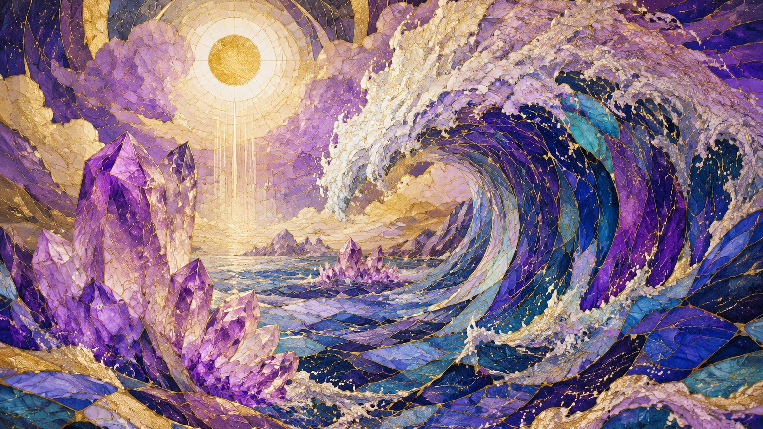 Dream journal scene for biblical meaning of big waves in dreams with calming crystals