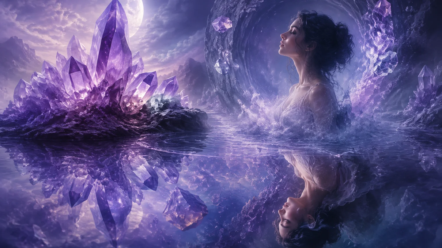Dream journal scene for dreamscape with calming crystals