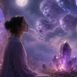 Dream journal scene for spiritual meaning of hearing evil voices in a dream with calming crystals