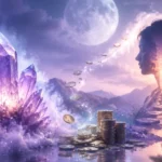 Dream journal scene for dreaming of money spiritual meaning with calming crystals
