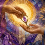 Dream journal scene for receiving keys in a dream biblical meaning with calming crystals
